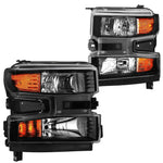 2019-2021 Silverado 1500 Wt Custom Trail Boss Headlight Lamps Black/ Amber DNA MOTORING