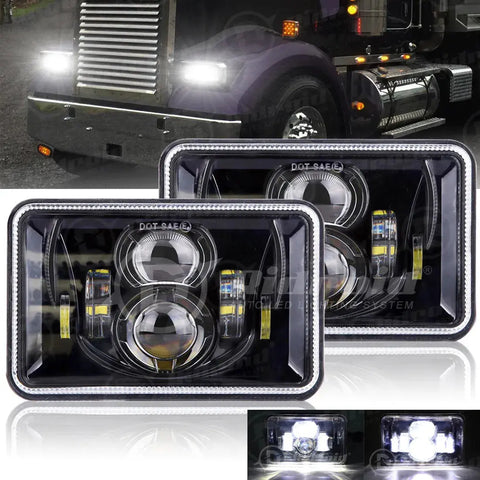 2Pcs 4X6 Led Headlights Dot Approved With High Low Beam H4651 H4652 H4656 H4666 EB-DRP