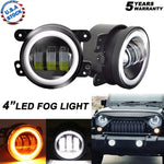 2X 4Inch Led Fog Light Drl White Halo Ring For Jeep Wrangler Jk 4 Door 2007-2018 EB-DRP