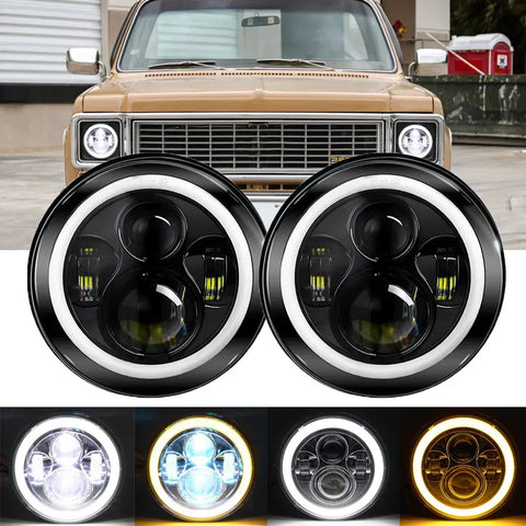 2X 7"Inch 280W Led Headlight Round Hi/Lo Sealed Beam For Chevy Pickup Truck 3100 EB-DRP