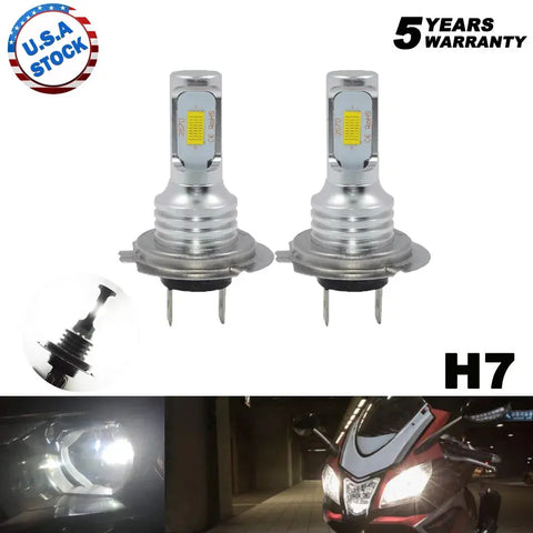 2X H7 Motorcycle Led Headlight Bulb Kit High/Low Beam 30W 3600Lm 6000K White Csp EB-DRP