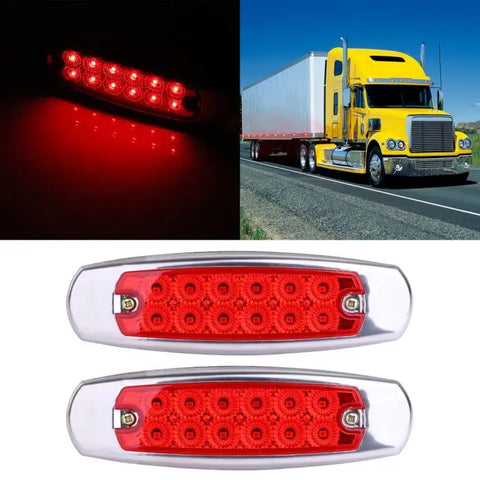 2x 12 LED Red Peterbilt Side Marker Light Sealed Screw Mount indicator ECCPP