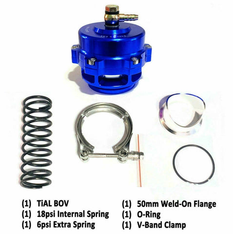 TiAL Q BV50 Blue 50mm Blow Off Valve (BOV) - Up to 35PSI - 6PSI + 18PSI Springs JackSpania Racing