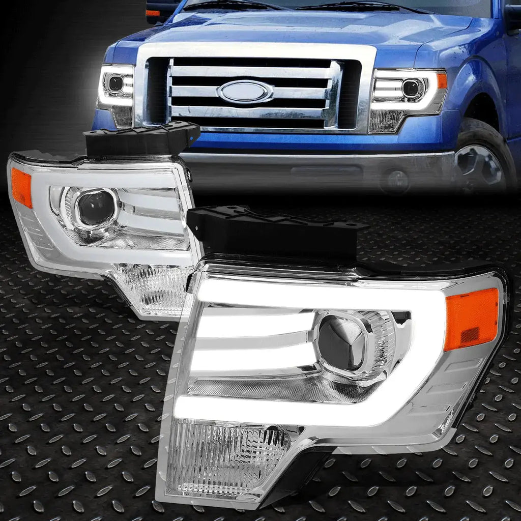 3D Led Drl]09-14 Ford F150 Chrome Housing Amber Corner Projector