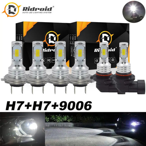 3Set Led Headlight Combo Hi Low Beam + Fog Light For Vw Jetta 06-09 Passat 06-10 EB-DRP