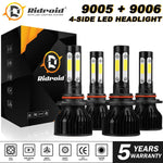 4-Sides 9005 9006 Combo High Low Beam Led Headlight Bulbs Kit 6000K Super White EB-DRP