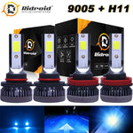 4Pcs Combo 9005+H11 Ice Blue 8000K Led Headlight Bulbs Kit 3200W High Low Beam EB-DRP