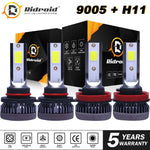 4Pcs Combo 9005+H11 White 6000K Cob Led Headlight Bulbs 240W High Low Beam Kit EB-DRP