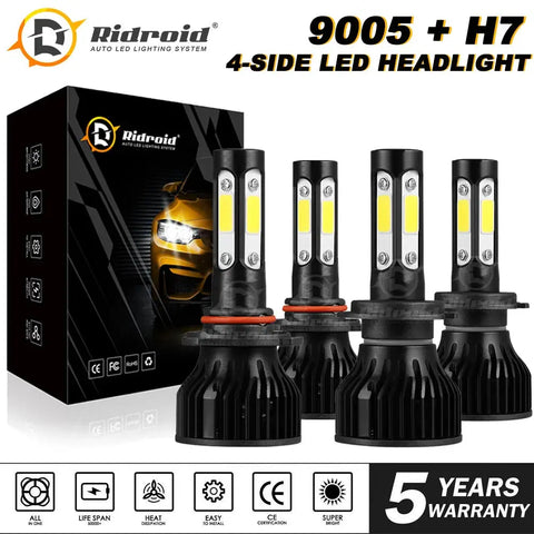 4Sides 9005 H7 Led Headlight Bulbs Kit For Mazda 3 2004-2006 Protege 5 2002-2003 EB-DRP