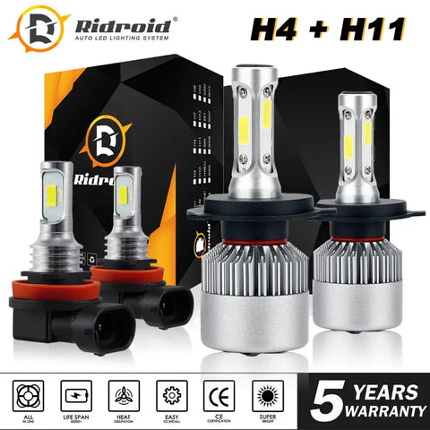 4X H4 + H11 Led Headlight Combo For Toyota Tacoma 2012-2015 Tundra 2014-2019 EB-DRP