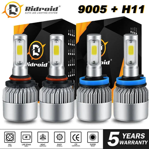 4X Led Headlight Bulbs Conversion Kit 9005 H11 High Low Beam Bright White 6500K EB-DRP