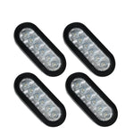 (4) 6" Oval White Led Back Up Reverse Tail Light Grommet For Trailer Truck Fleet BLACKHORSERACING