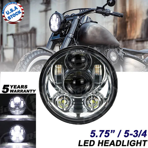 5.75 Inch 5-3/4 Led Headlight Sealed Chrome Projector Drl For Dyna Sportster EB-DRP