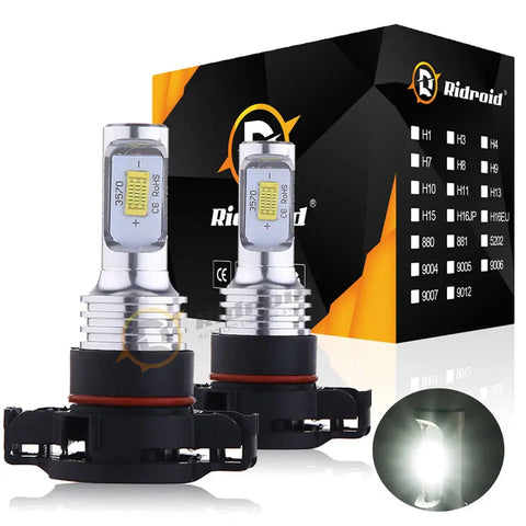 5202 H16 Led Fog Light Bulbs 6000K Xenon White 16000Lm High Power Pair EB-DRP