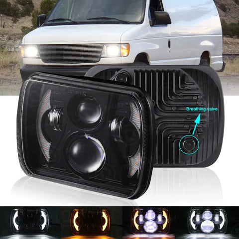 5X7" 7X6 Led Headlight Hi/Lo Drl Beam For Ford E-100 E-150 E-250 E-350 Econoline EB-DRP