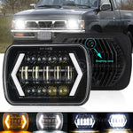 5X7 7X6 Inch Led Headlight Hi/Lo Beam Halo Drl For Nissan Pickup Hardbody D21 Nx EB-DRP