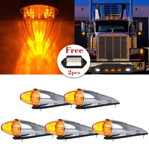 5x 17 LED yellow Cab Marker Light Truck Peterbilt + Licence Plate Light ECCPP