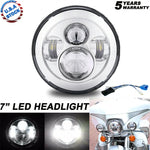 7" Led Chrome Round Headlight For Harley Street Glide Softail Flhx F EB-DRP