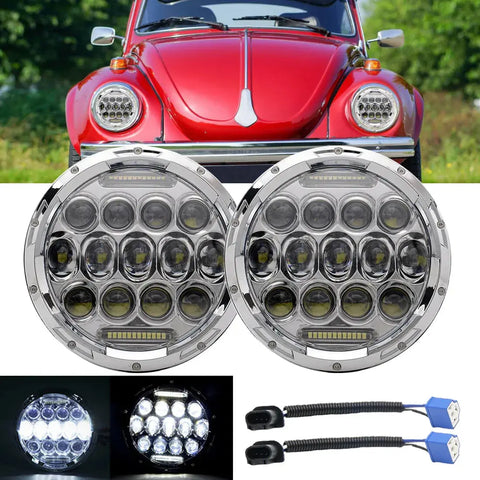 7 Inch Round Led Headlight Hi/Lo Beam Drl For Vw Beetle Cabriolet Super Beetle EB-DRP