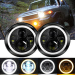 7Inch Led Headlight Halo Angel Eyes Hi/Lo Beam For Toyota Fj Cruiser 2007-2014 EB-DRP