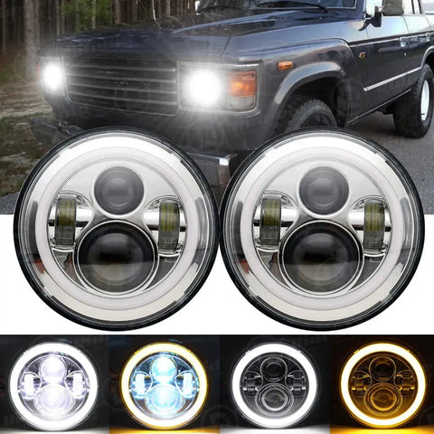 7Inch Led Headlight Hi-Lo Sealed Beam For Toyota Pickup 79-81 Fj Cruiser 2007-14 EB-DRP