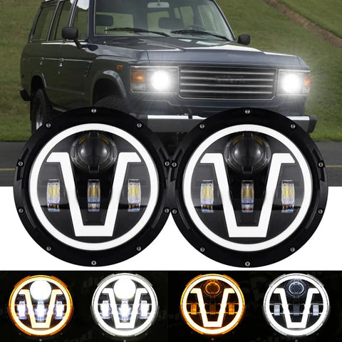 7Inch Round Led Headlights For 79-87 Toyota Land Cruiser 79-87 Fj Cruiser 07-14 EB-DRP