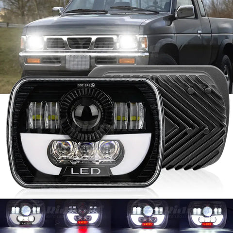 7X6" 5X7" Led Headlight Drl Hi/Lo Beam For Nissan Pickup Hardbody 240Sx D21 Nx EB-DRP