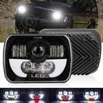 7X6 5X7 Inch Led Headlight Hi-Lo Beam Drl Kit For Jeep Cherokee Xj Yj Wrangler EB-DRP