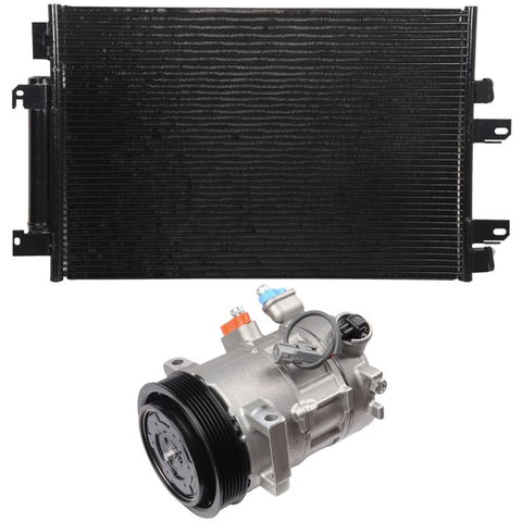 AC Condenser & Compressor Cooling Kit 10-12 Dodge Caliber 11-16 Jeep Compass