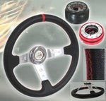 88-91 Prelude Red Stitching Steering Wheel Red Short Quick Release+Adapter Hub AJP DIST