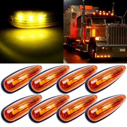 8x Trailer Truck Camper Side Marker Lamp 3Led Amber Clearance pickup ECCPP