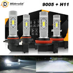 9005 H11 Led Headlights Kit Combo Bulbs 6500K High Low Beam Super White Bright EB-DRP