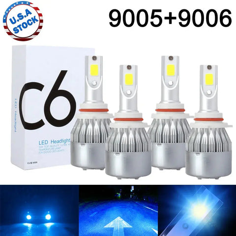 9005+9006 Kit High/Low Beam 8000K Ice Blue Combo Led Headlight Bulbs  8000Lm 55W EB-DRP