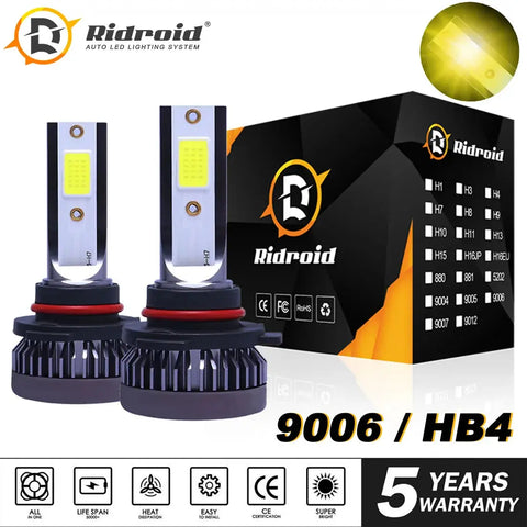 9006 Hb4 Led Hedlight Low Beam Fog Light 3000K Golden Yellow 22000Lm High Power EB-DRP