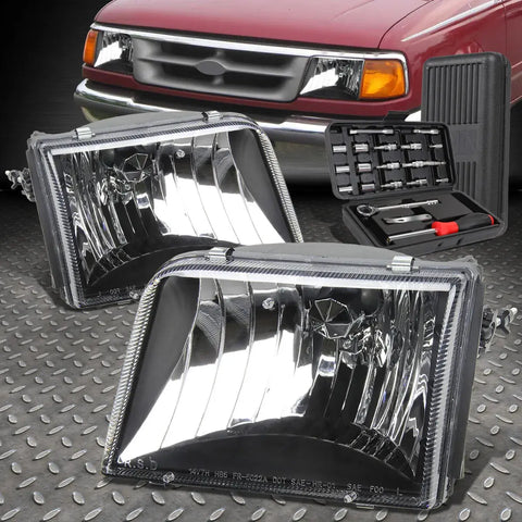 93-97 Ford Ranger Black Housing Headlight Replacement Head Lamps+Tool Set Speed Daddy