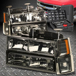 94-00 Chevy C/K 1500 2500 3500 Tahoe Smoked/Amber Bumper Headlight+Tool Set Speed Daddy