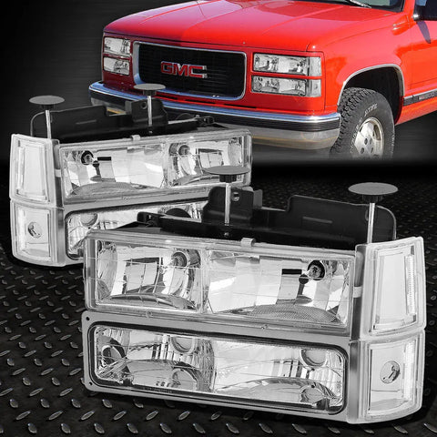 94-00 Gmc C/K Suburban C10 Chrome Housing Clear Corner Bumper Headlight Lamp Speed Daddy