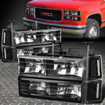 94-00 Gmc C10 C/K Suburban Black Housing Clear Corner Headlight Bumper Lamp Speed Daddy