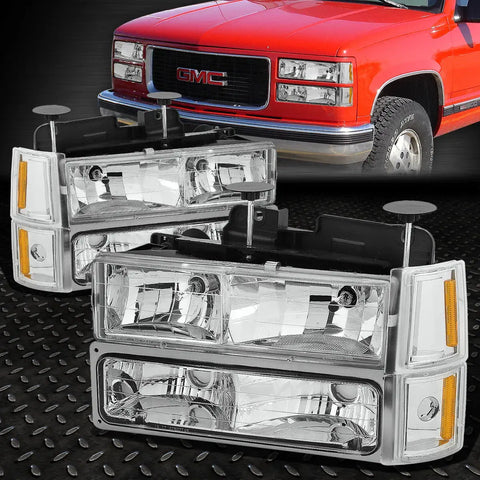 94-00 Gmc C10 C/K Suburban Chrome Housing Amber Corner Headlight Bumper Lamp Speed Daddy