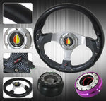 94-01 Integra Dc4 Dc2 Carbon Fiber Inner Trim Steering Wheel+Hub+Advanced Horn AJP DIST