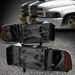 94-02 Dodge Ram 1500 2500 3500 Smoked Housing Amber Corner Headlight Lamps Speed Daddy