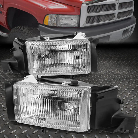 94-02 Dodge Ram 1500 2500 Chrome Housing Headlight Replacement Head Lamps Speed Daddy