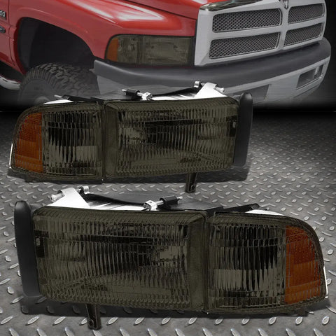 94-02 Dodge Ram 1500 2500 Smoked Housing Amber Corner Headlight Head Lamps Speed Daddy