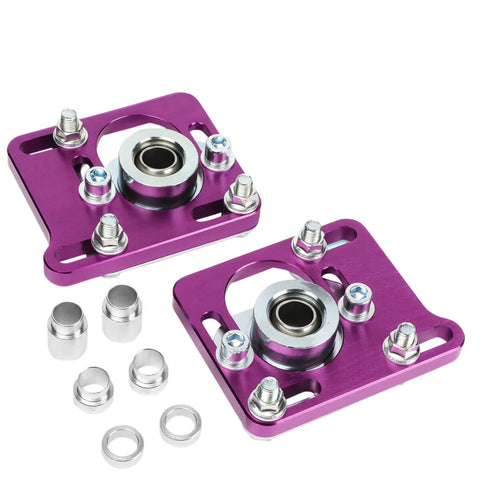 94-04 Mustang Purple Front +/- 2.5 Adjust Camber Caster Plates Alignment Kit DNA MOTORING