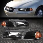 95-00 Cirrus Stratus Breeze Black Housing Amber Corner Headlight Head Lamps Speed Daddy