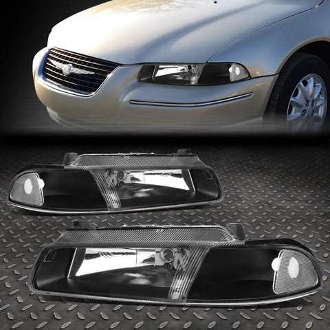 95-00 Cirrus Stratus Breeze Black Housing Clear Corner Headlight Head Lamps Speed Daddy