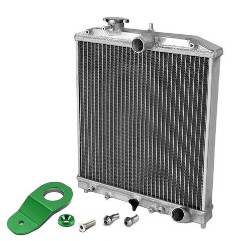 96-00 CIVIC EJ D16/B16 AT 2-ROW FULL ALUMINUM RACING RADIATOR+GREEN BRACKET DNA MOTORING