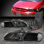 96-00 Grand Caravan Vorager Black Housing Clear Side Headlights+Tool Set Speed Daddy