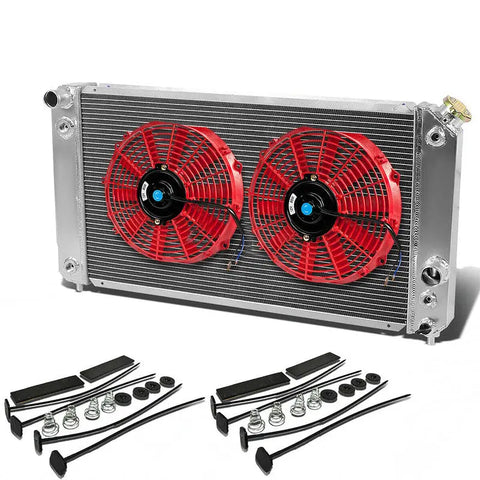 96-05 S10 BLAZER JIMMY 4.3 3-ROW TRI CORE FULL ALUMINUM RADIATOR+12"RED FAN DNA MOTORING