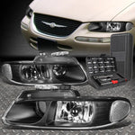 96-99 Grand Caravan Black Housing Clear Side Projector Headlights+Tool Set Speed Daddy